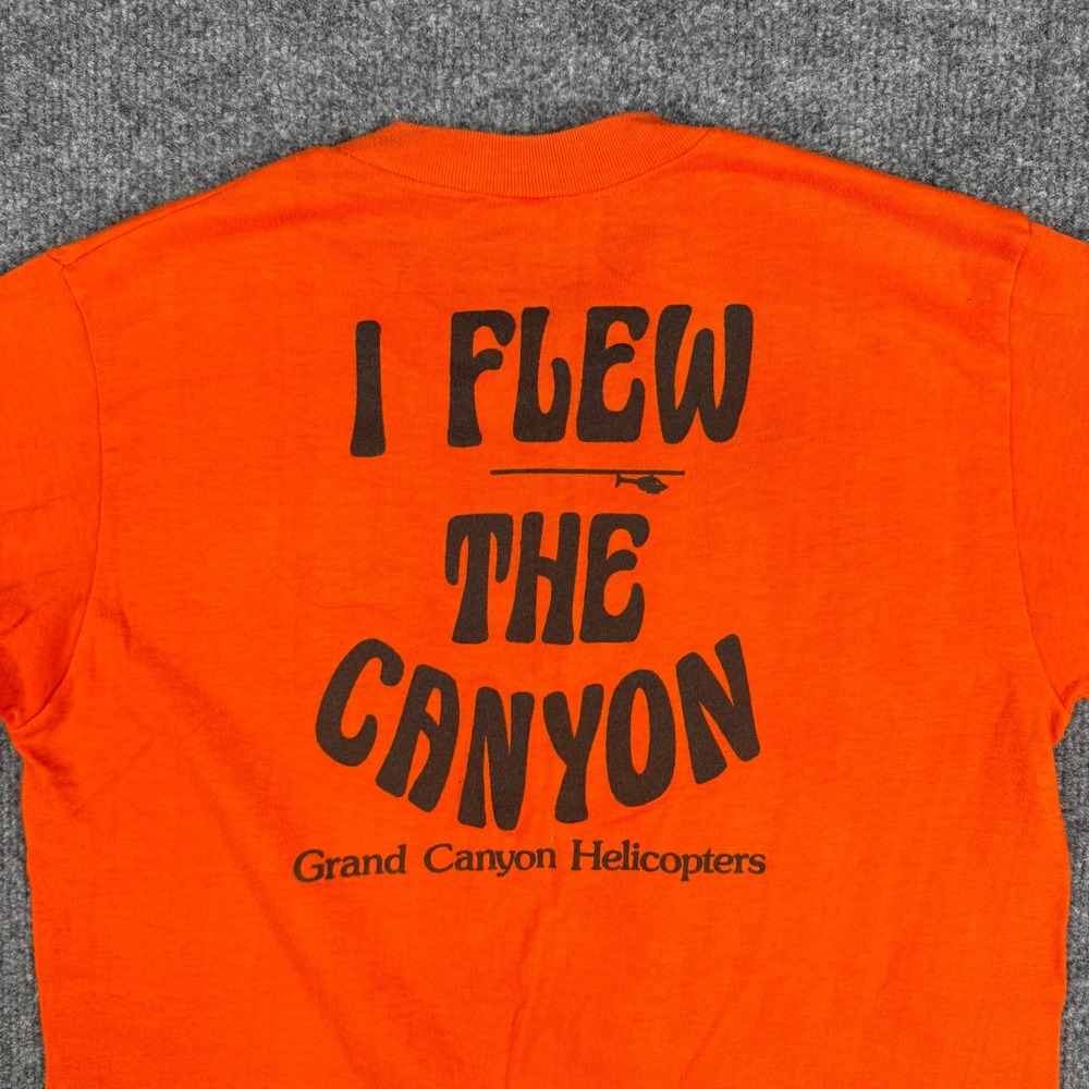 Stedman T-Shirt Mens Size M Orange Vintage Grand Canyon Helicopters USA Made